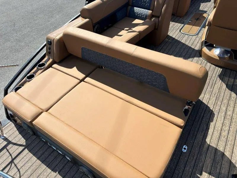 Slide: The Image of 2026 Harris Solstice 230 SL with luxurious leather seating on deck. - 26