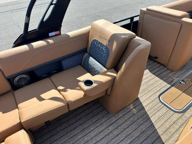 Slide: The Image of Interior of 2026 Harris Solstice 230 SL with luxurious seating. - 28
