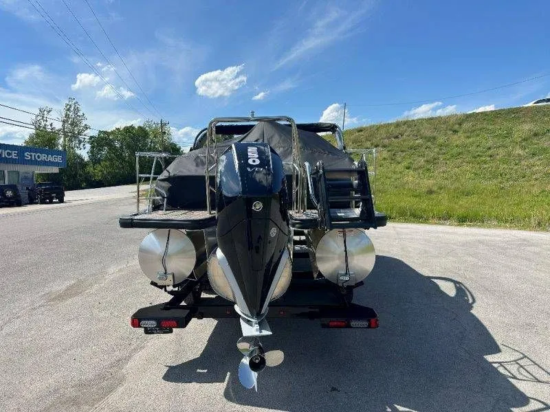 Slide: The Image of Harris Solstice 230 SL 2026 with outboard motor on trailer. - 47