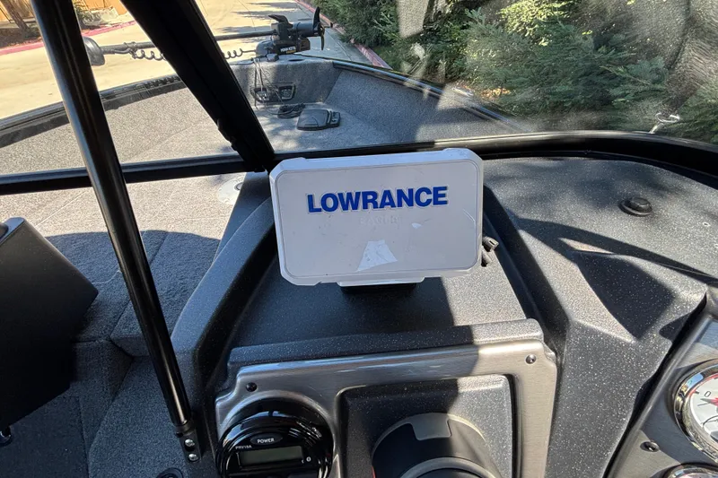 Slide: The Image of 2026 Tracker Pro Guide V-175 WT boat dashboard with Lowrance navigation system. - 22