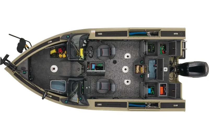 Slide: The Image of Interior of 2026 Tracker Targa V-18 Combo boat with steering wheel and dashboard. - 11