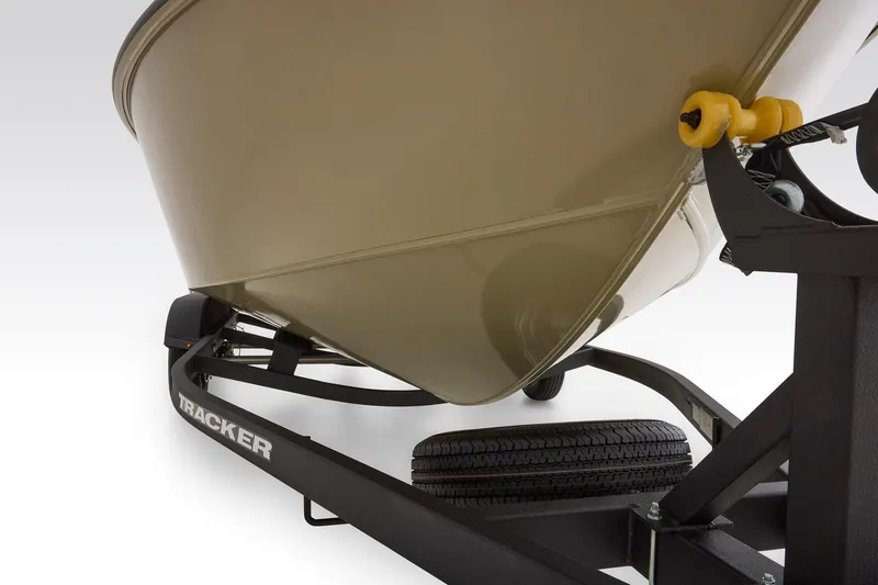 Slide: The Image of 2026 Tracker Targa V-18 Combo boat interior with seating and trolling motor. - 14