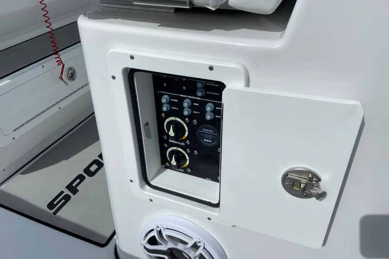 Slide: The Image of Control panel on a 2026 Sportsman Open 262 Center Console boat. - 22
