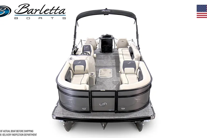 Slide: The Image of 2024 Barletta Aria A22CC pontoon boat with spacious seating and modern design. - 3