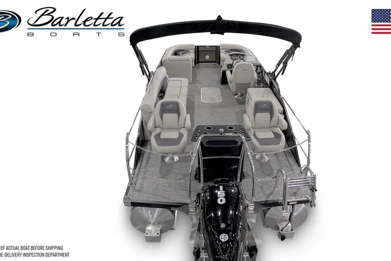Slide: The Image of 2024 Barletta Aria A22CC pontoon boat with spacious seating and modern design. - 12
