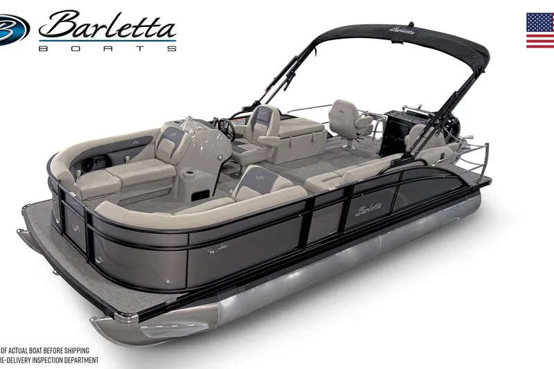 Slide: The Image of 2024 Barletta Aria A22CC pontoon boat with sleek design and spacious seating. - 14