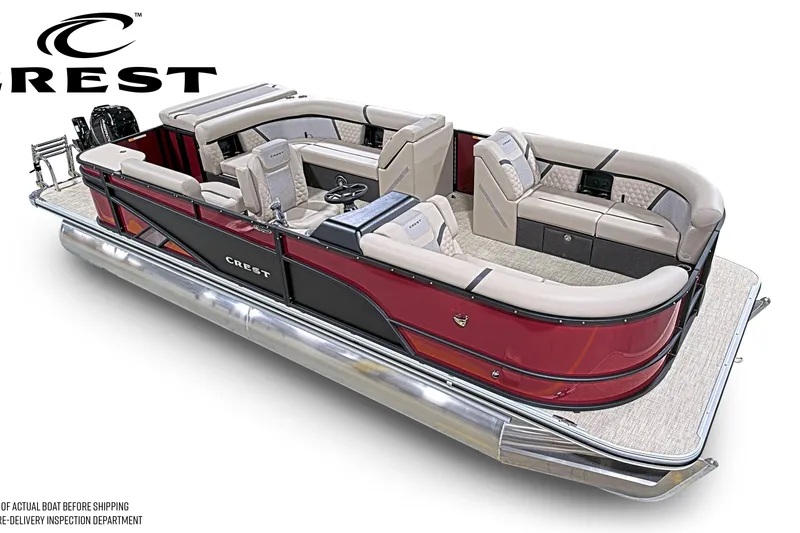 Slide: The Image of 2026 Crest Conquest 230 L pontoon boat with luxurious seating and sleek design. - 4