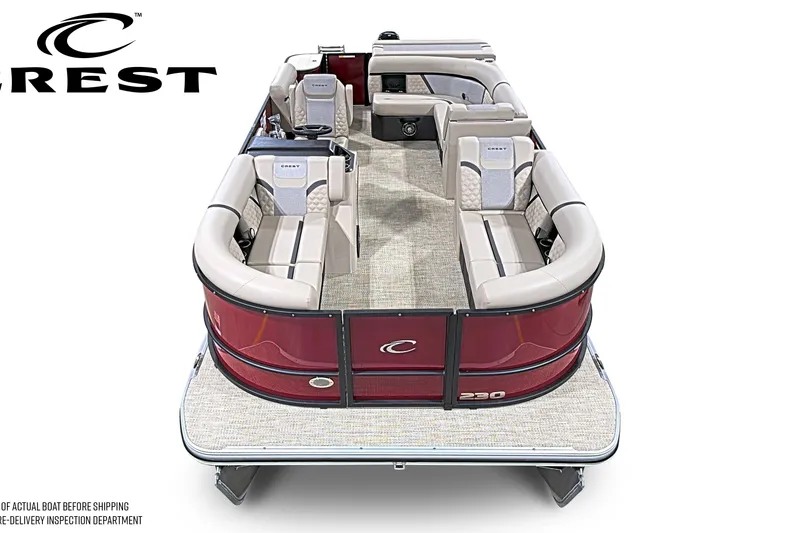 Slide: The Image of 2026 Crest Conquest 230 L pontoon boat with spacious seating and elegant design. - 5