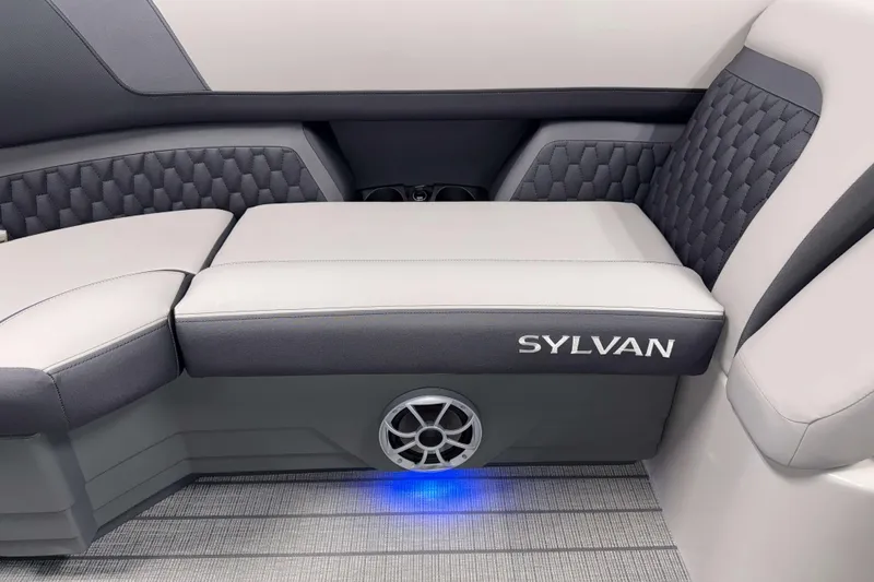 Slide: The Image of Luxurious seating in the 2026 Sylvan L3 SLZ boat with stylish upholstery and speaker system. - 4