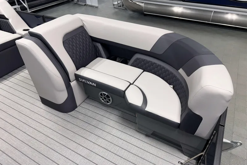 Slide: The Image of Luxurious seating on 2026 Sylvan L3 SLZ pontoon boat, featuring modern design and premium materials. - 3