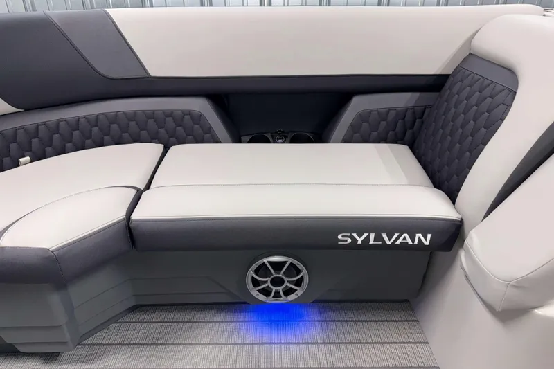 Slide: The Image of Luxurious seating in 2026 Sylvan L3 SLZ boat with elegant upholstery and ambient lighting. - 4