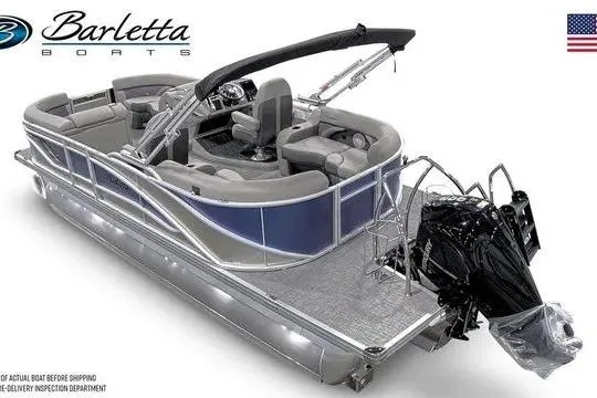 Slide: The Image of 2024 Barletta Corsa 21QC pontoon boat with sleek design and modern features. - 12