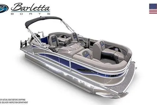 Slide: The Image of 2024 Barletta Corsa 21QC pontoon boat with sleek design and comfortable seating. - 13