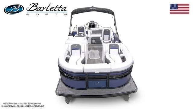 Slide: The Image of 2024 Barletta Corsa 21UC boat, front view, showcasing seating and design features. - 5