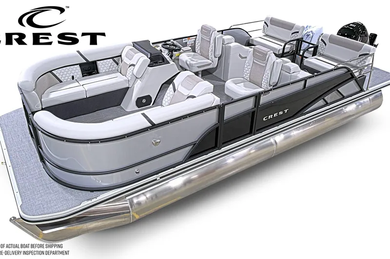 The Image of 2026 Crest Conquest 230 SLRC pontoon boat with luxurious seating and modern design. - 0