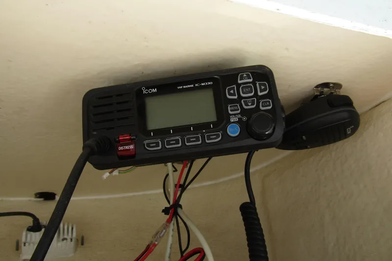 Slide: The Image of VHF marine radio installed on 2022 Key West 219 FS boat. - 19