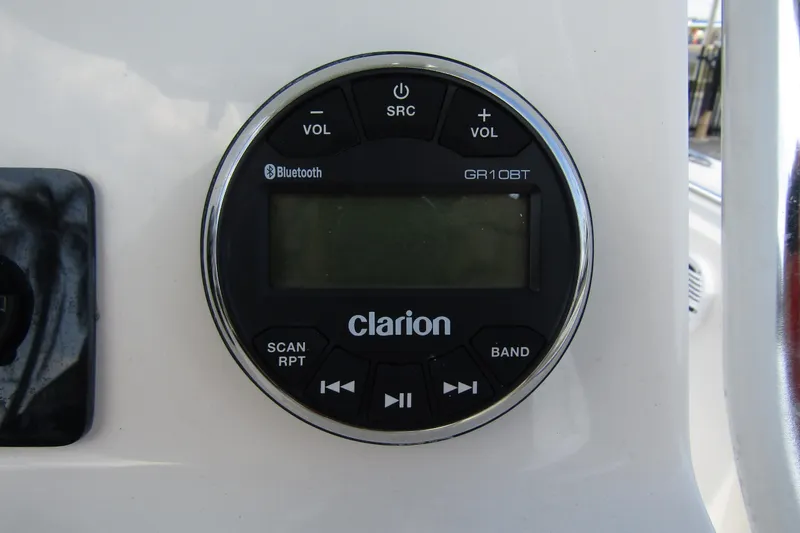 Slide: The Image of Clarion GR10BT Bluetooth stereo on 2022 Key West 219 FS boat dashboard. - 24
