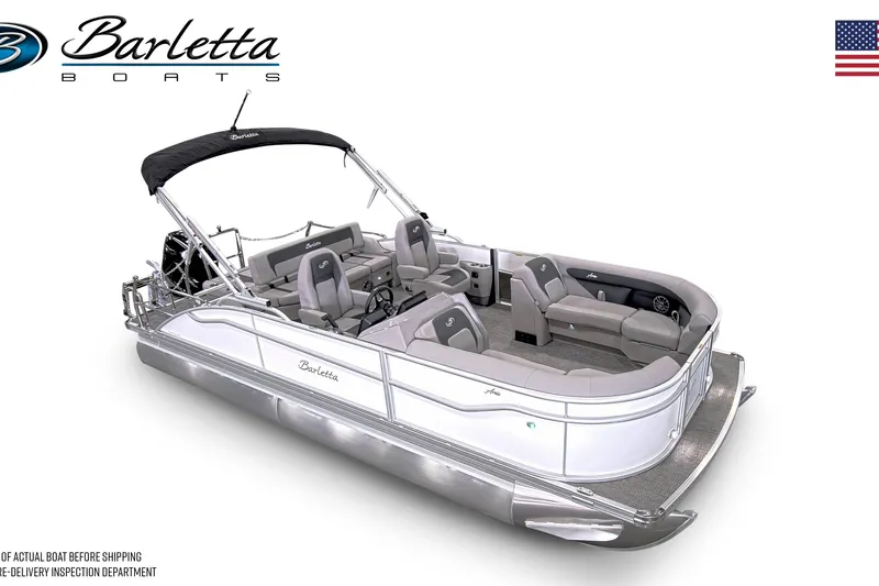 Slide: The Image of 2026 Barletta ARIA 22UC pontoon boat with sleek design and spacious seating. - 32
