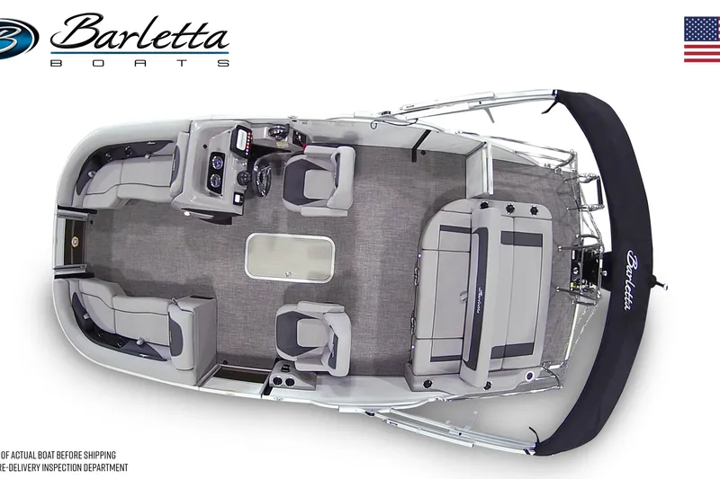 Slide: The Image of Top view of 2026 Barletta ARIA 22UC pontoon boat with seating and helm. - 33