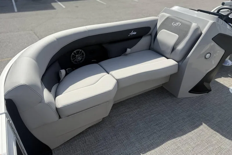 Slide: The Image of Luxurious seating on 2026 Barletta ARIA 22UC pontoon boat, featuring sleek design and comfort. - 5