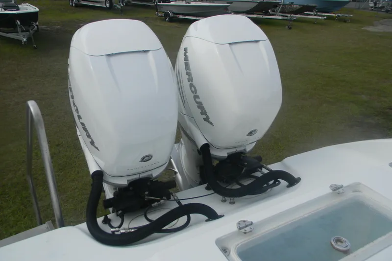 Slide: The Image of 2017 Yellowfin 32 Offshore boat with twin Mercury outboard engines. - 7