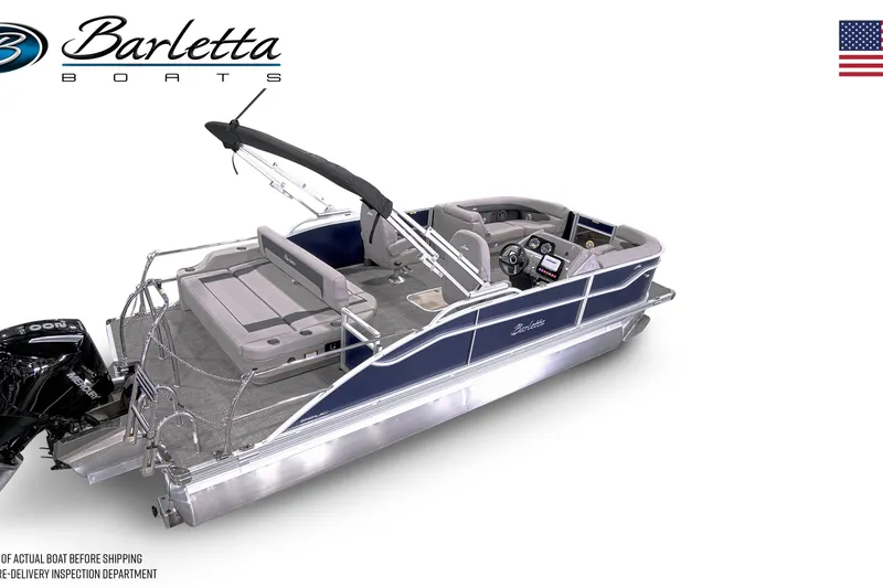 Slide: The Image of 2026 Barletta ARIA 22UC pontoon boat with sleek design and modern features. - 4