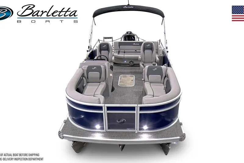 Slide: The Image of 2026 Barletta ARIA 22UC pontoon boat with luxurious seating and sleek design. - 6