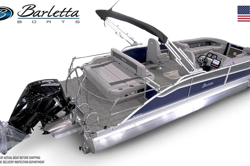 Slide: The Image of 2026 Barletta Aria 24UC pontoon boat with sleek design and modern features. - 4
