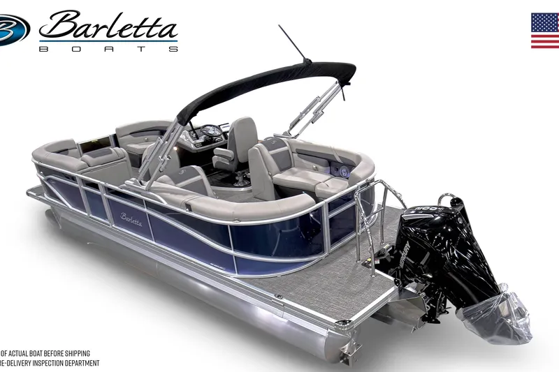 Slide: The Image of 2025 Barletta Cabrio 22QC pontoon boat with sleek design and modern features. - 3