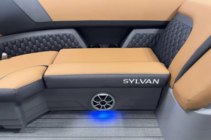 Slide: The Image of Luxurious seating in 2026 Sylvan L3 CLZ DH boat with stylish upholstery and speaker. - 3