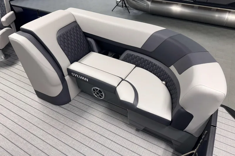 Slide: The Image of 2026 Sylvan L3 CLZ DH boat seating with modern design and integrated speaker. - 5