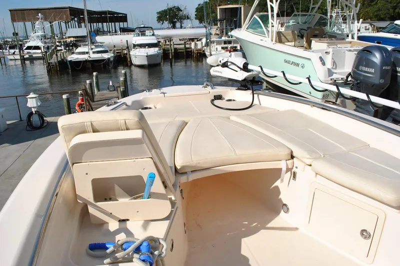 Slide: The Image of 2021 Grady-White 251 Coastal Explorer boat seat with storage and marine speaker. - 28