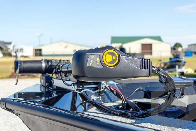 Slide: The Image of 2026 G3 Sportsman 1610 boat with advanced trolling motor in outdoor setting. - 19