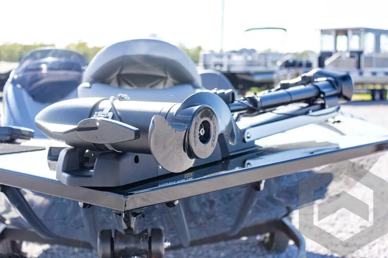 Slide: The Image of 2026 G3 Sportsman 1610 boat with advanced trolling motor, close-up view. - 20