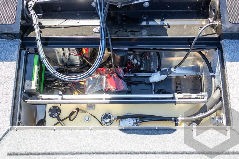 Slide: The Image of 2026 G3 Sportsman 1610 boat interior wiring and components view. - 45