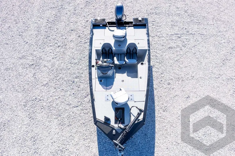 Slide: The Image of 2026 G3 Sportsman 1610 boat, aerial view on gravel surface. - 56
