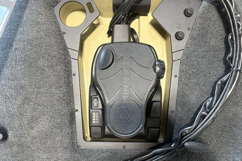Slide: The Image of Foot pedal control in a 2026 Skeeter ZXE20 boat, featuring integrated wiring and controls. - 8