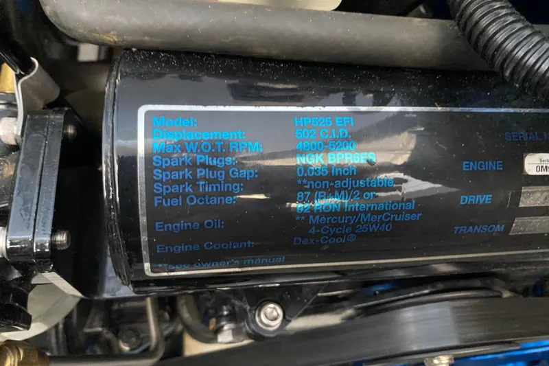 Slide: The Image of Engine specifications label on a 2006 Formula 400 Super Sport boat. - 15