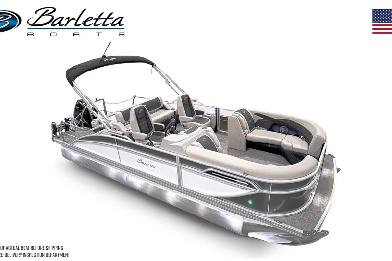 Slide: The Image of 2026 Barletta Cabrio 22UC pontoon boat with sleek design and comfortable seating. - 5
