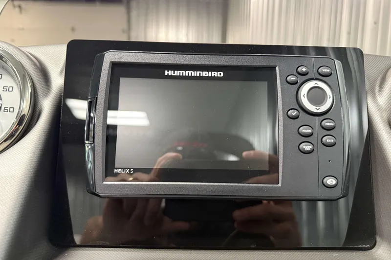 Slide: The Image of Humminbird Helix 5 fish finder on 2026 Sylvan L3 DLZ dashboard. - 14