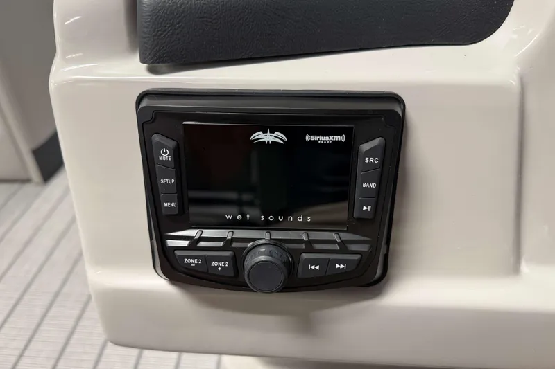 Slide: The Image of 2026 Sylvan L3 DLZ boat audio system with Wet Sounds control panel. - 16