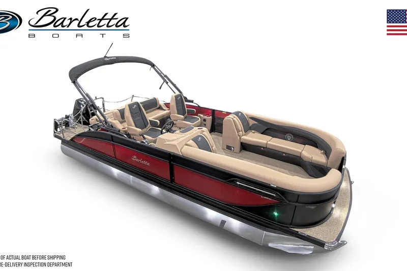 Slide: The Image of 2026 Barletta Cabrio 24UC pontoon boat with luxurious seating and sleek design. - 40