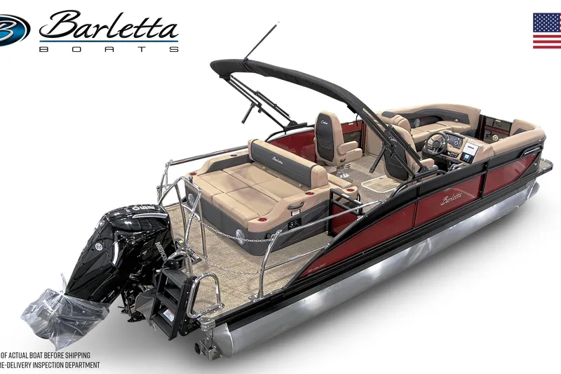Slide: The Image of 2026 Barletta Cabrio 24UC pontoon boat with luxurious seating and sleek design. - 41