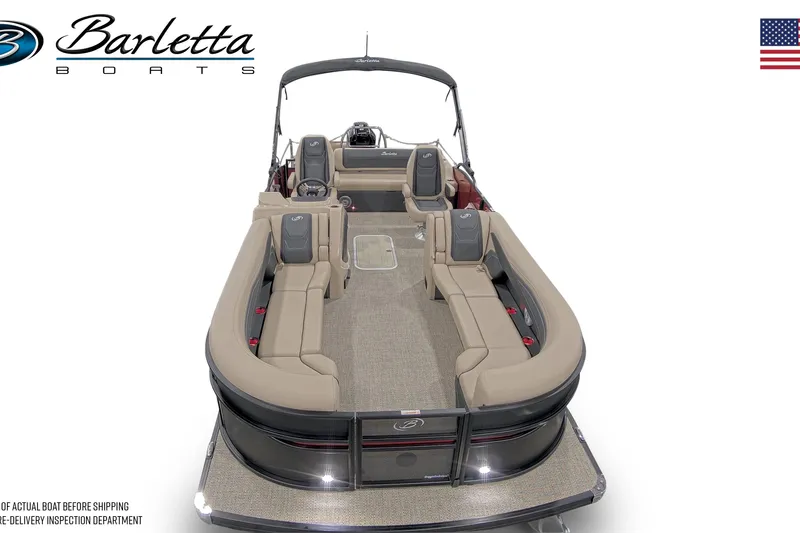 Slide: The Image of 2026 Barletta Cabrio 24UC pontoon boat with spacious seating and modern design. - 42