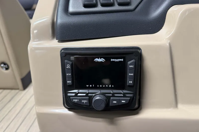 Slide: The Image of 2026 Sylvan L3 DLZ boat audio system with Wet Sounds display and control panel. - 17