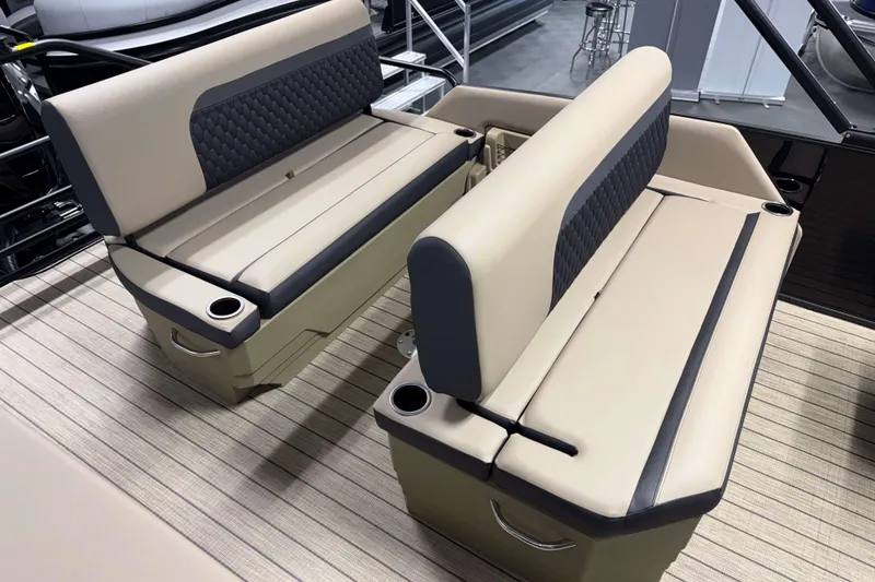 Slide: The Image of Luxurious seating on 2026 Sylvan L3 DLZ boat with cup holders and stylish upholstery. - 20