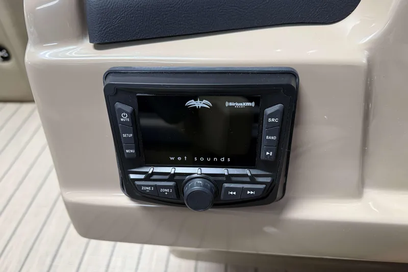Slide: The Image of Wet Sounds audio system in 2026 Sylvan L3 DLZ Bar boat dashboard. - 14