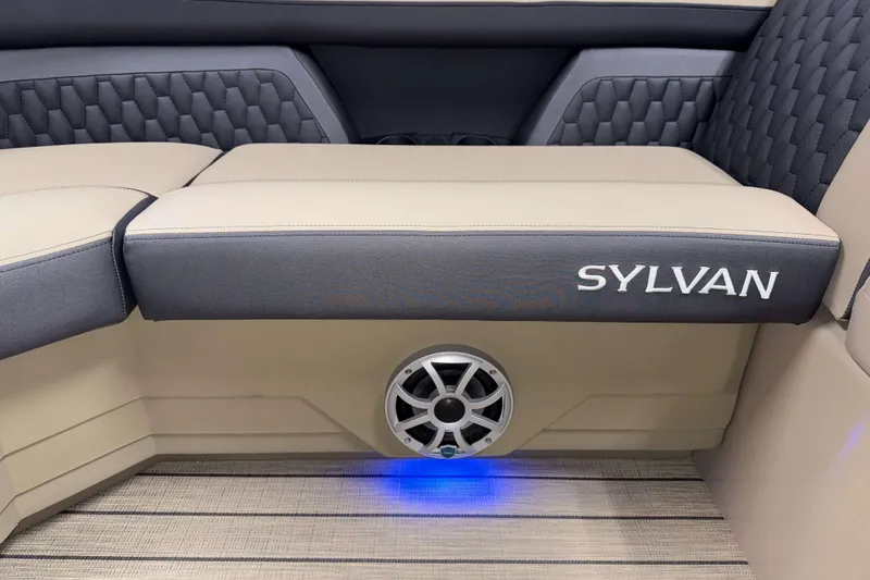 Slide: The Image of 2026 Sylvan L3 DLZ Bar interior with cushioned seating and speaker detail. - 3
