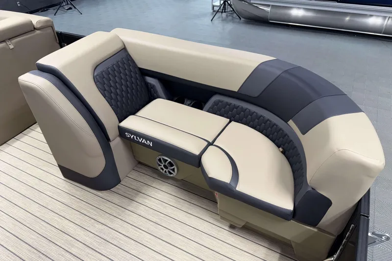 Slide: The Image of Luxurious seating on 2026 Sylvan L3 DLZ Bar pontoon boat, featuring elegant design and comfort. - 5