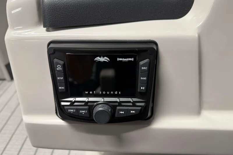 Slide: The Image of Wet Sounds audio system in 2026 Sylvan L3 RLZ boat, featuring SiriusXM compatibility. - 16